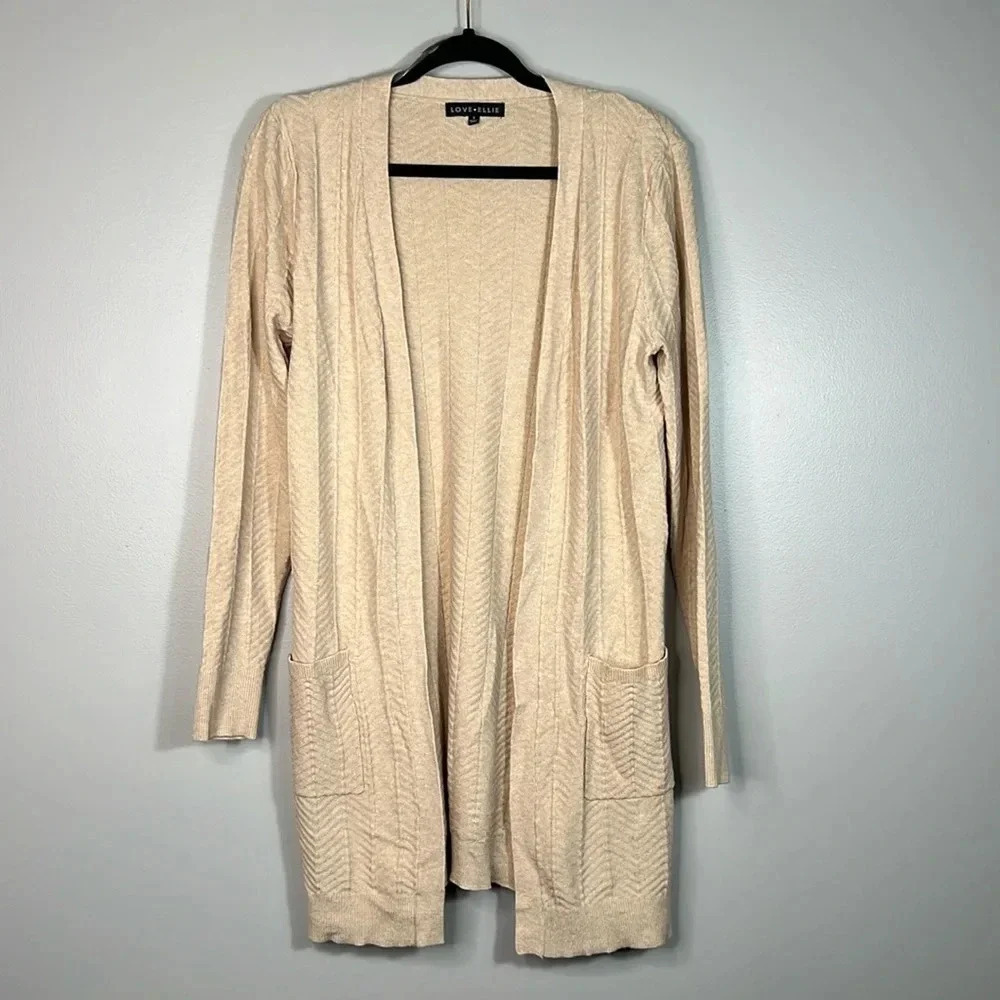Love Ellie Cream Oversized Knit Soft Cardigan with Pockets - Small - EUC